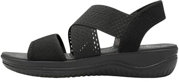 Jana Softline 8-28768-42 001 Black Sandalia Plana Cómodo Calzado Diario múltiple Festivo Elegante, Mujer, Negro, 38 EU Ancho