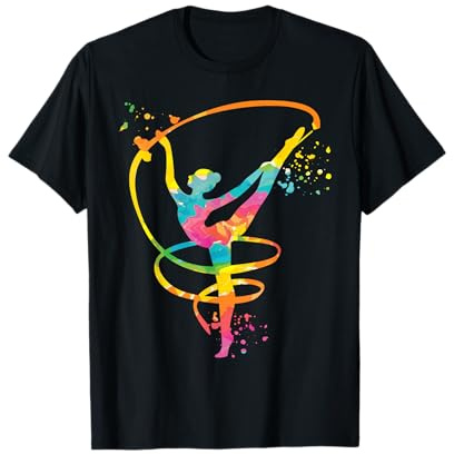 Turnerin mit Band Mädchen Kinder Rhythmische Gymnastik T-Shirt