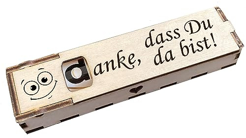 Duplo Geschenkbox mit Gravur inkl. Schokoriegel Holzbox mit Spruch Geschenkidee Schokolade Mitbringsel - Danke, dass Du da bist