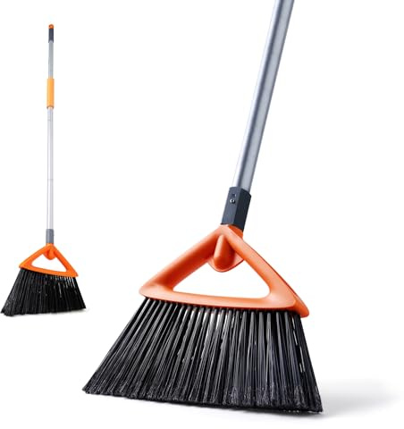 CLEANHOME Besen Draußen mit 122cm Stiel,36cm schräge,harte Borsten | Ein robuster und langlebiger Besen,der sich zum Entfernen von Laub,Staub,Grasschnitt und Müll auf großen Flächen eignet