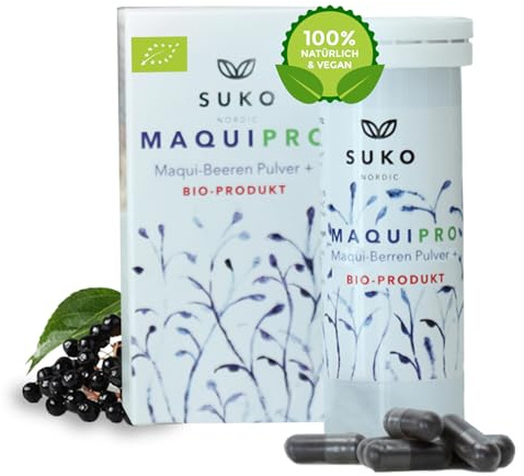 MAQUIPRO® Probiotika & Präbiotika zur Unterstützung des Kreislaufs | Mit Bio-Maquibeeren und Lactiplantibacillus plantarum mit 1 Milliarde KbE pro Tag, Vegan, glutenfrei, laktosefrei, 60 Kapseln
