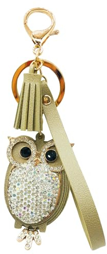 Molyorch 1 Stücke Schlüsselanhänger Strasssteine Eule, Eule Design Schlüsselanhänger, Eulen Keychain, für Frauen Schlüsselbund, Schlüsselring Dekoration, Dekorative Tasche (Gold)
