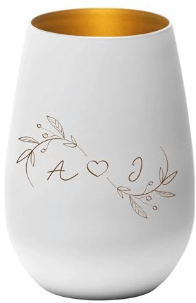 Windlicht - Kranz mit Wunschbuchstaben - Teelichthalter, Geschenkidee, Geburtstag, Weihnachten, Familie, Partner, weiß Gold