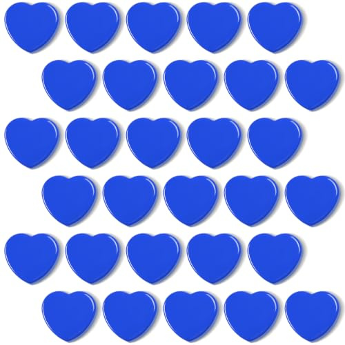 ZDZBLX Confezione da 30 calamite per frigorifero, mini magneti blu a forma di cuore per lavagna bianca, bacheca, artigianato, ufficio e casa, magneti decorativi resistenti per adulti, piccoli punti