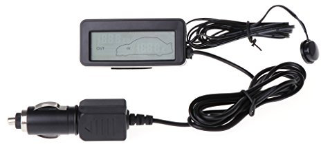Christol Temperaturmessgerät für Auto Auto LCD Digitalanzeige Innen und Außenthermometer Messgerät mit 1,5 m Kabel Innen und Außentemperaturanzeige langlebig