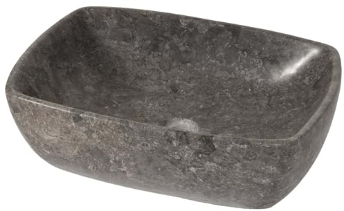 Mendler Marmor-Waschbecken HWC-M77 Naturstein 15x51x36cm grau | Aufsatzwaschbecken, Waschtisch, Waschplatz, Waschschale, Badezimmer
