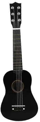 Guitarra Pequeña Ukelele De 21 Pulgadas Instrumento De 6 Cuerdas Aprendizaje Con Púa(Color:Black)