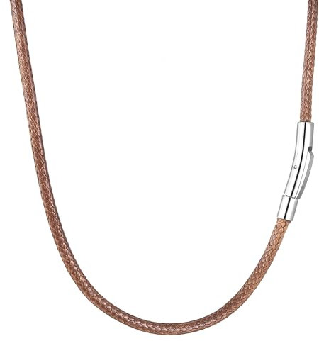 RWQIAN Lederkette Herren Leder Halskette 51cm mit Verschluss Lederband Kette für Damen Braun Kautschuk Kette 3mm Schmuck