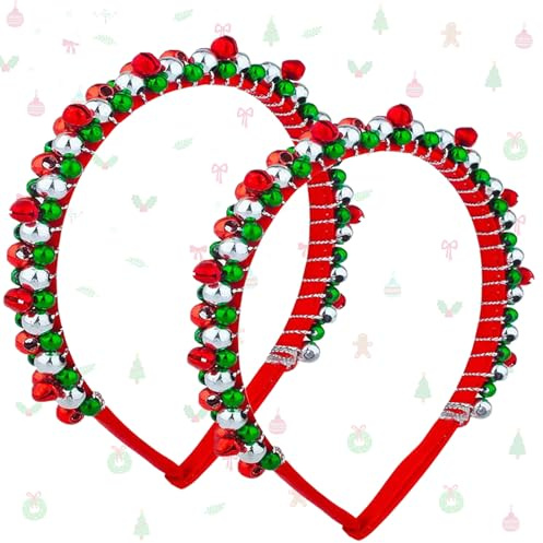 SOETDERT Weihnachten Haarreif, Weihnachts Kopfschmuck, Weihnachts Haarschmuck mit Glöckchen, Weihnachten Haarreif für Erwachsene, Haarreifen Weihnachten, Weihnachtsstirnband Rot Grün