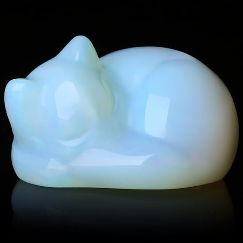 QINJIEJIE Opal Katze Deko Kristalle Figuren Katzen Figur Edelsteine Glück Kätzchen Niedliche Dekoration Männer Frauen