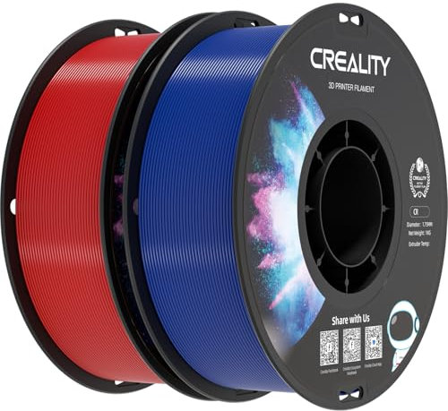 Creality CR-PETG Filament 1.75mm 2kg Rot Blau, 3D Drucker Filament PETG, Maßgenauigkeit +/-0,02mm Vakuumverpackung Ordentliche Spule (2 x 1kg Spule, Rot Blau)