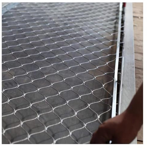 VXHCS 304 Edelstahl-Seilnetz, Sicherheitsnetze für Geländer 10cm/2mm Höhenfallschutznetze, Gartenschutznetz (1.5x1.5m/4.9x4.9ft)