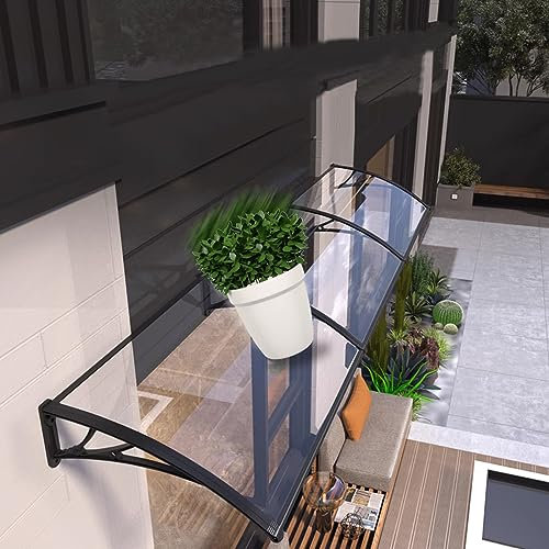 Vordach für Terrasse, Fenster, Balkon, UV-Regen- und Schneeschutz, transparent, 80 x 90 cm