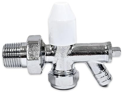15 mm x 1/2 Lockshield abgewinkeltes Heizkörperventil mit Ablauf