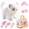 Jouet en peluche pour enfants - Chat électronique - Chat qui marche et aboie avec laisse - Interactif - Chat à queue - Cadeau pour fille de 3, 4, 5, 6 ans