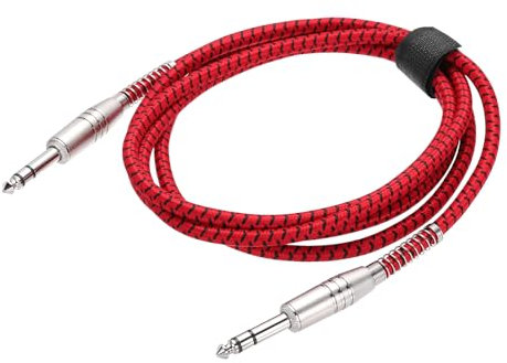 QUARKZMAN Cavo Per Strumento Musicale Chitarra, 6 Piedi 1/4 Pollice A 1/4 Pollice Angolo Dritto A Dritto Cavo Jack Per Chitarra Elettrica per Basso, Nero Rosso