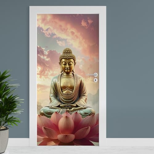 Finest Folia Türfolie 90x200 cm Türtapete Türposter Folie für Tür Wohnzimmer Kinderzimmer Küche Türaufkleber Bad Aufkleber selbstklebend (TF01-54 Buddha)