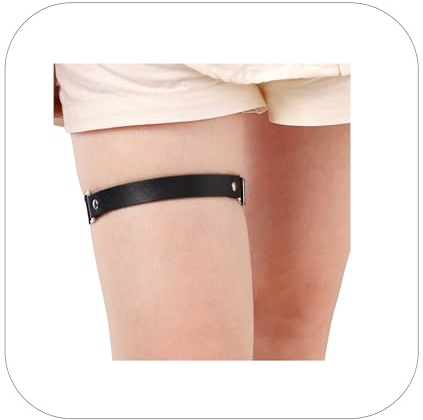 JJDreams Oberschenkelkette Schwarzes Leder VerstellbareBeinkette Körperschmuck Zubehör Elastizität für Frauen