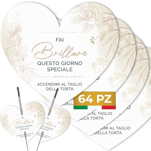 Etichette Scintille Luminose Matrimonio Cuore 64pz MADE IN ITALY (ES-07) | Cartellini Stelline Scintillanti, Cartoncino Alta Qualità, Decorazioni Addobbi Matrimonio Originali, Scintille NON Incluse