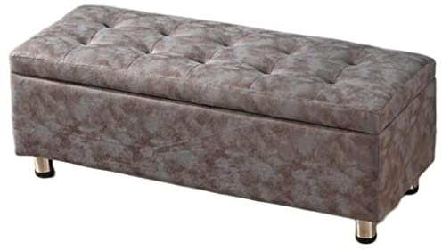 Sgabello pieghevole e poggiapiedi, con coperchio grande, tessuto tecnologico, grigio, versatile e salvaspazio (60 x 40 x 40 cm)
