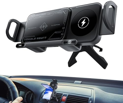 Porte-Téléphone pour Voiture,Monture pour Voiture avec Chargeur Sans Fil à 360° Rotatif | Support Réglable avec Charge Rapide pour Smartphones, Conçu pour les Conducteurs de Camion et la Navigation