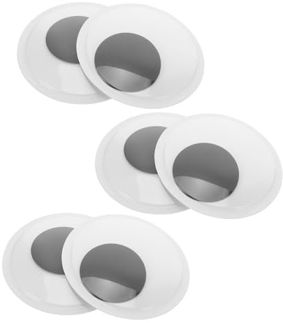 Alipis 6 Pezzi Occhi Mobili Giganti Autoadesivi per Fai da Te Occhi Finti in Plastica Neri e Bianchi per Decorazioni Pupazzi Lavoretti e Scrapbooking