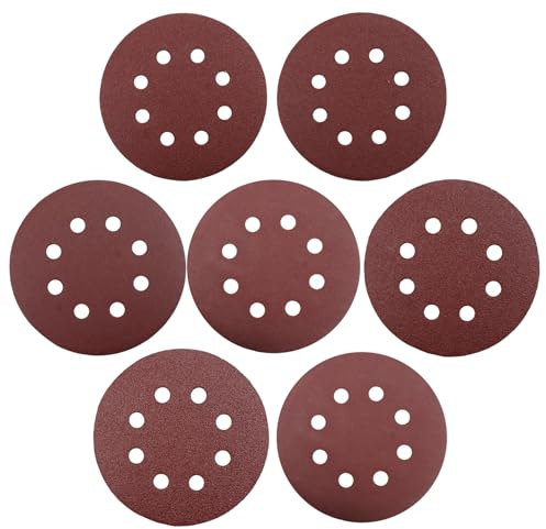 Aoyfuwell 100 stycken slippapper 125 mm, excenterslip, slippapper set för 125 mm, 8 håls slipskivor med 60/80/100/120/180/240/320, korn för metall, trä och lack