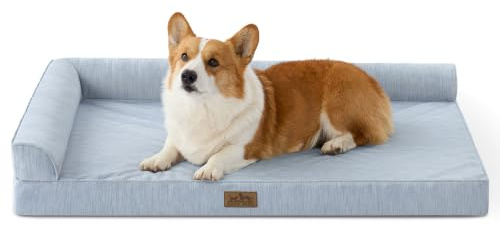 COZY KISS Cama Refrescante para Perro, Q-MAX>0.4 Cama Ortopédica para Gato, Cama Perro Pequeño con Funda Extraíble, Cama Perros Medianos con Revestimiento Impermeable, Azul, XL(107x76x18 cm)