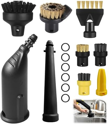 ZUGJOZD 15 accesorios para limpiadoras vapor Kärcher SC3 Compatible Kärcher SC1 SC2 SC3 SC4 SC5 accesorios Incluye boquilla de extensión, boquilla curva, cepillo redondo, cepillo redondo de latón