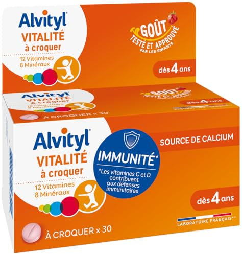 Alvityl - Comprimés à croquer Vitalité - 12 vitamines et 6 minéraux - adultes - 30 comprimés