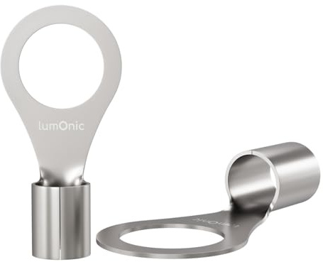 Lumonic 25x Ringkabelschuh 6,0-10,0mm² blank | M10 | Kupfer verzinnt | sichere Kabelverbindung ohne Löten | Crimp-Kabelschuh unisoliert | KFZ, Maschinenbau, Wohnmobil, Batterie