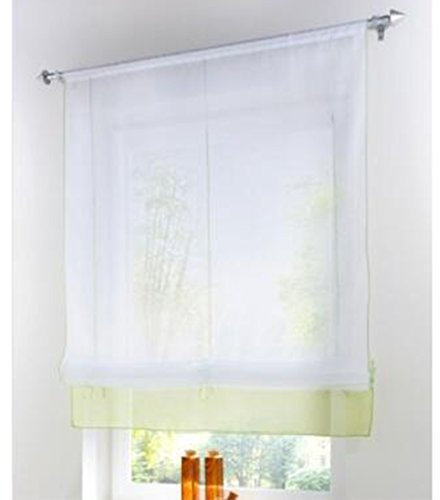 SIMPVALE Raffrollo Gardinen Voile römischen Raffgardinen Schatten Transparent Vorhang für Balkon und Küche (grün, Breite 60cm / Höhe 155cm)
