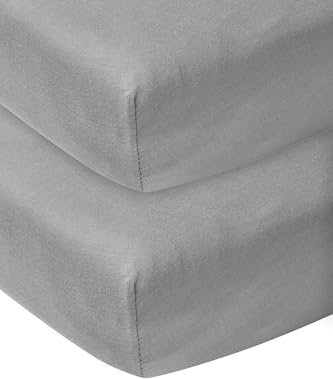 Meyco Spannbettlaken 2er Pack Babywiege 40x80/90cm Jersey Light Grey | 100 % Baumwolle - Oeko Tex zertifiziert - Spannbetttuch - Rundum-Gummizug - atmungsaktiv & hautfreundlich