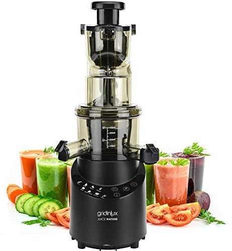 Gridinlux | Licuadora Prensado en Frio | Extractor de Zumos y Jugos con Función Inversa | Exprimidor de Zumos | Licuadora Verduras y Frutas | 8 Programas | Motor Silencioso | Accesorios y Recetario