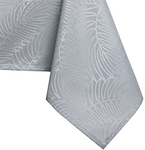 AmeliaHome 80x80 cm Tischdecke Tischtuch Tafeldecke Fleckschutz Gaia | Lotuseffekt Abwaschbar Wasserabweisend Ornament Silber