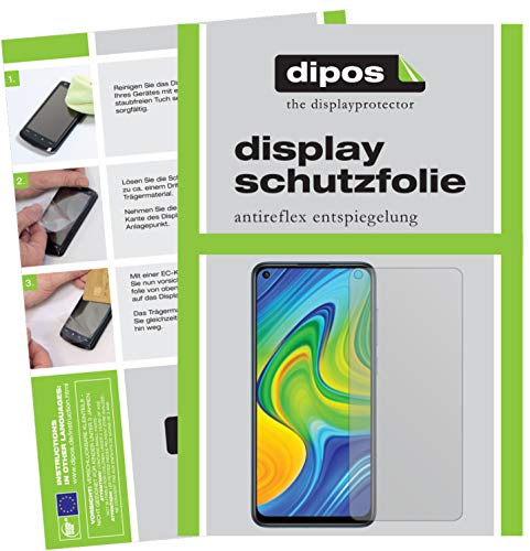 dipos 1x Protector de Pantalla mate para Xiaomi Redmi Note 9 | Antirreflejos, anti-reflectante, ajuste perfecto, antiarañazos, sin burbujas, compatible con huellas dactilares, autoadhesivo