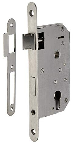 THIRARD - Boitier de serrure encastrable à cylindre pour porte d'entrée, droite, axe 50mm, bouts ronds, inox