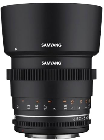 Samyang MF 85mm T1,5 VDSLR MK2 Canon EF – lichtstarkes T1,5 Tele Cine- und Video Objektiv für Canon EF Mount, 85 mm Festbrennweite, Follow Focus Zahnkränze Vollformat und APS-C, 8K Auflösung