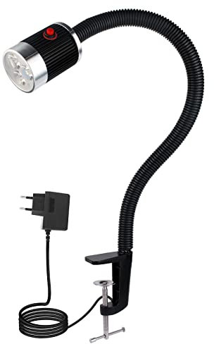C-Typ-Klemme Flexibles SchwanenhalsLicht 900 Lumen Led Arbeitslicht mit für Drehmaschine Cnc-Fräsbohrmaschine Nähmaschine Industrielle Beleuchtung Werkzeug Maschinenleuchte (9W C-Typ-Klemme)