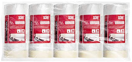 Scley Abdeckfolie, Staubschutzfolie 5 Stück Plastikplane, Schutzmaterial Serie *66*, transparente Baufolie, Malerfolie für Renovierung und Umzug, A0450-660509 90 cm x 20 m