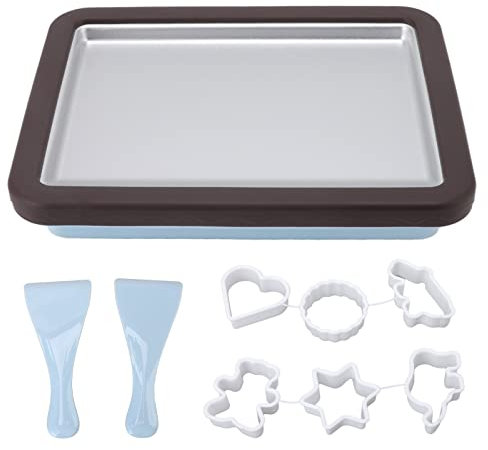 Rolled Ice Cream Maker, Ice Cream Roll Maker Instant Ice Cream Maker Pan, DIY Ice Cream Roll Maker Rectangle Frozen Yogurt Grill, with 2 Spatulas, DIY Rolled Ice Cream and Frozen Yoghurt (Coffee)