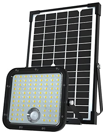 VELAMP Cube Faretto LED Solare 4800 lm – Sensore Movimento, Pannello Remoto con Cavo 5 m, IP65, Installazione su Muro/Palo, Luce Esterna per Giardino, Viale, Sicurezza