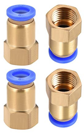 M METERXITY 4 Paquet G1/4 Femelle Pousser verrouilleront Raccord - Droit Union Adaptateur, Pousser à Connecter Raccords, Appliquer à Pneumatique Système (8mm, Or)