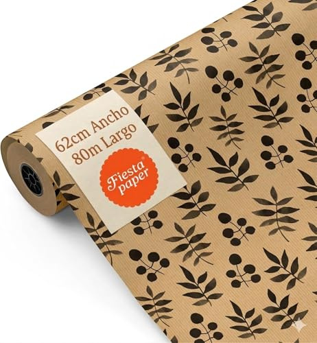Rouleau papier kraft fleurs 62 cm x 80 m, bobine robuste, emballage cadeaux boutiques et événements – FP Fiesta Paper