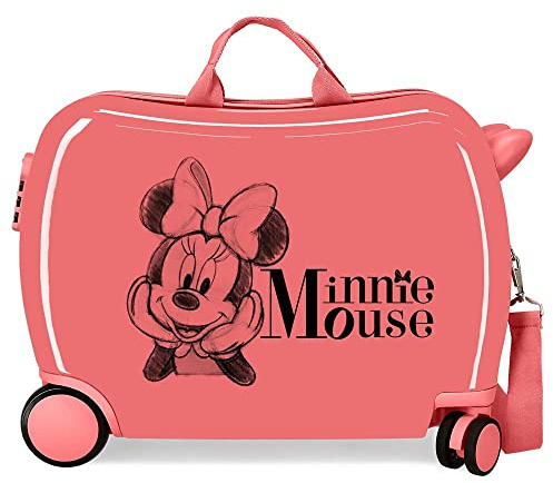 Disney Minnie in Love Rosa Kinderkoffer 50 x 38 x 20 cm, starres ABS, seitliches Zahlenschloss, 34 l, 1,8 kg, 4 Räder, Handgepäck