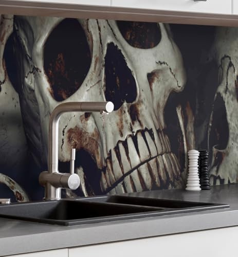 MyMaxxi Küchenrückwand selbstklebend - Matte, 0,4 mm Premium Spritzschutz Folie als günstige Alternative zu Glas, einfache Montage & leichte Reinigung - Motiv: Totenkopfgrube 220 x 60 cm