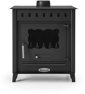 Prensa Stove - Estufa de Leña Mediana TEIDE 1 de 12,6 kW con Salida Superior Ø150 mm - Cristal Cerámico – Acero de 4 mm – Alta Eficiencia Energética