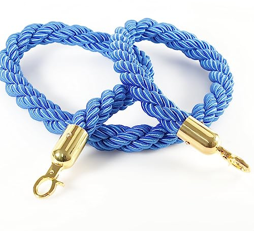 Kerafactum Corda di chiusura con moschettone, corda di bloccaggio, corda di chiusura extra spessa, per corrimano o corrimano, Ø 32 mm, 150 cm, blu oro