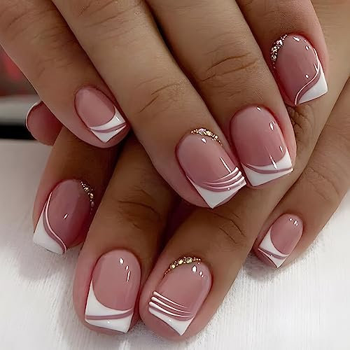 False Toe Nails, Press On Nails for Toe French Style (Sweet French-S)