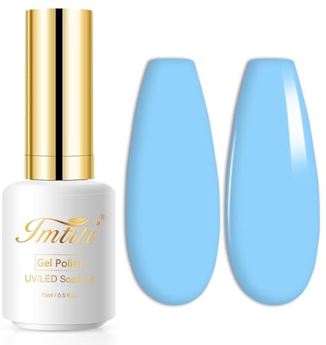 Imtiti Smalto Gel Blu Brillante, 15ml da Eliminare Led/Uv per Manicure Unghie da Salone per L'Autunno E L'Inverno